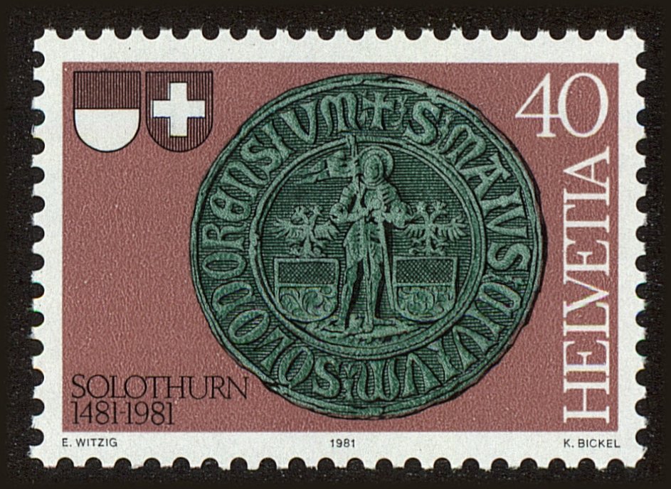Front view of Switzerland 702 collectors stamp