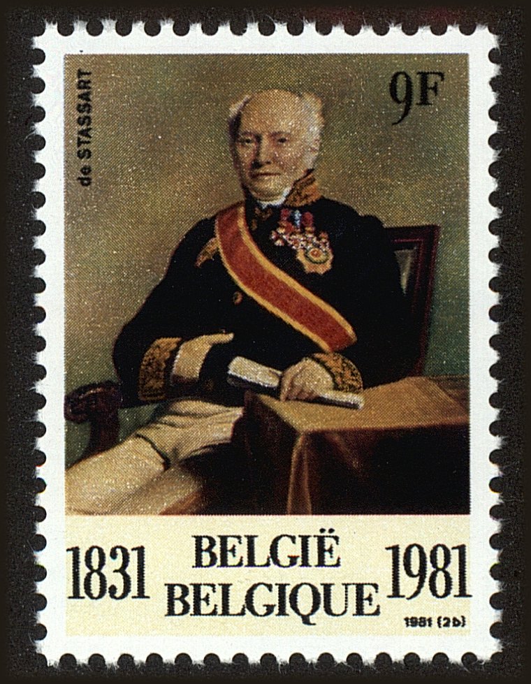 Front view of Belgium 1067 collectors stamp