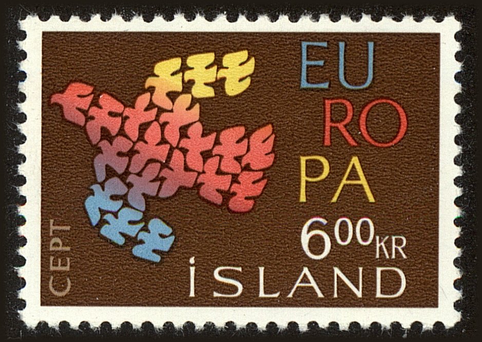 Front view of Iceland 341 collectors stamp