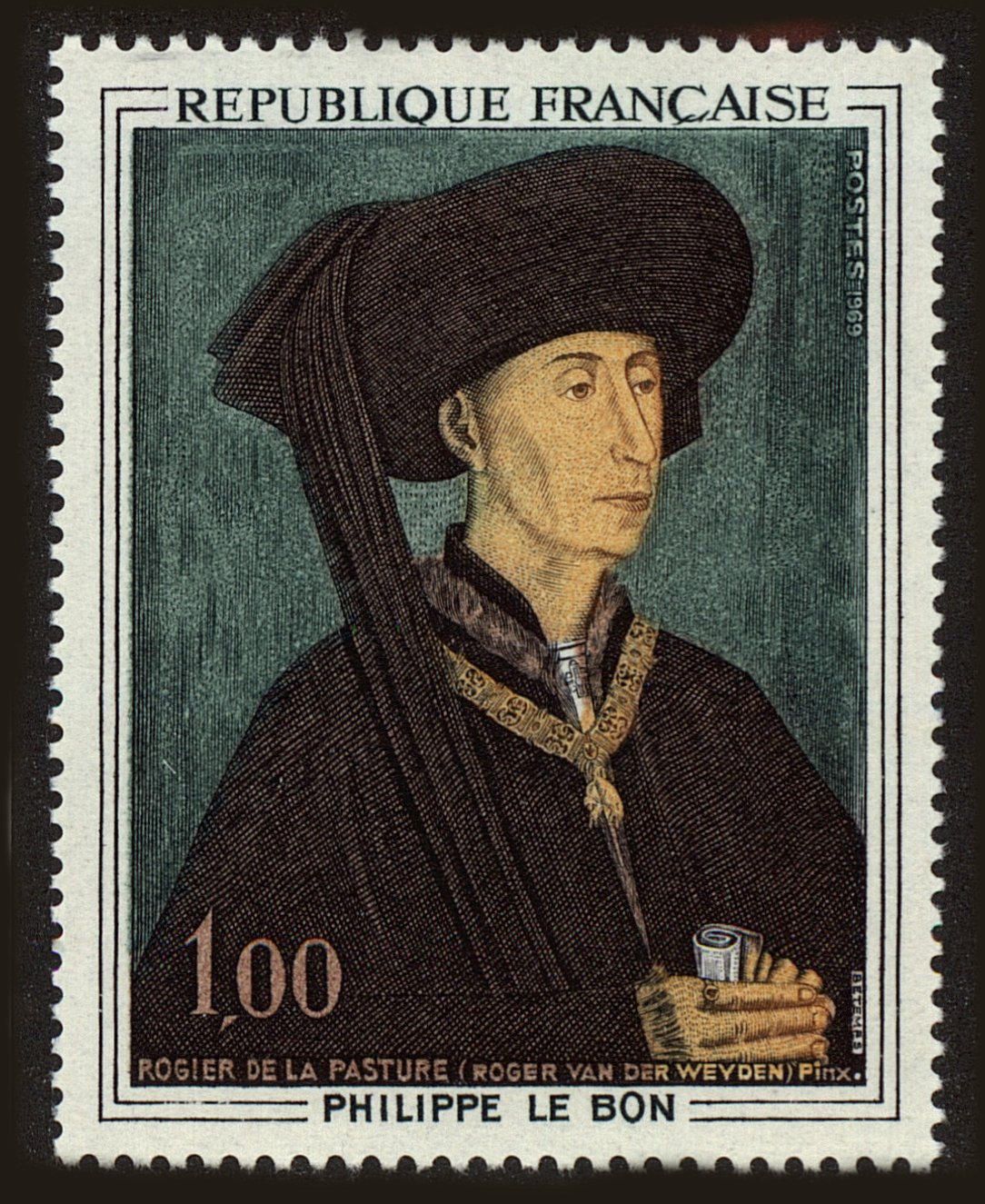 Front view of France 1237 collectors stamp