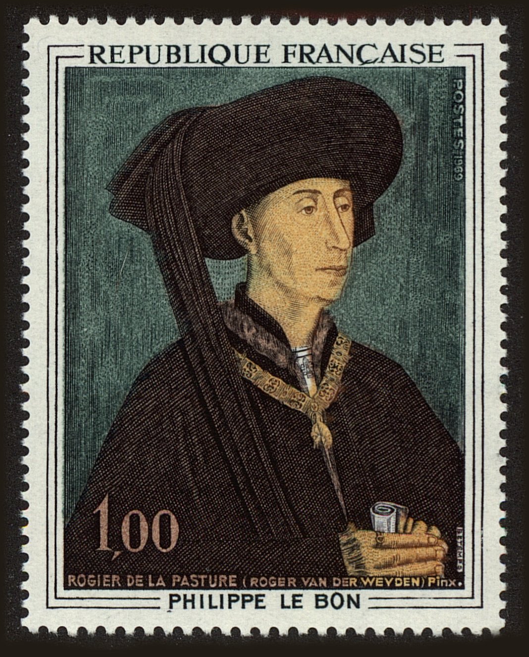 Front view of France 1237 collectors stamp
