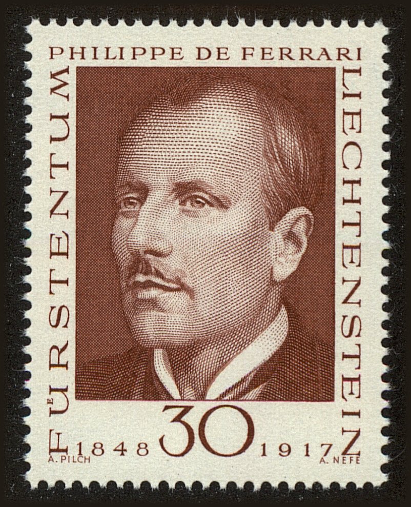 Front view of Liechtenstein 448 collectors stamp