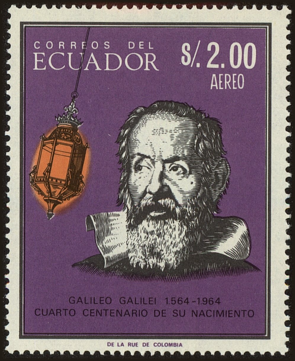 Front view of Ecuador 750B collectors stamp