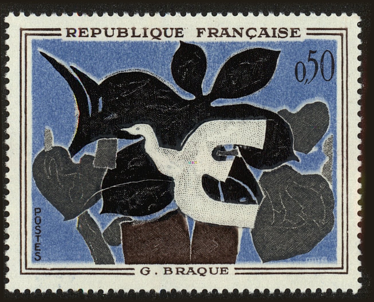 Front view of France 1014 collectors stamp