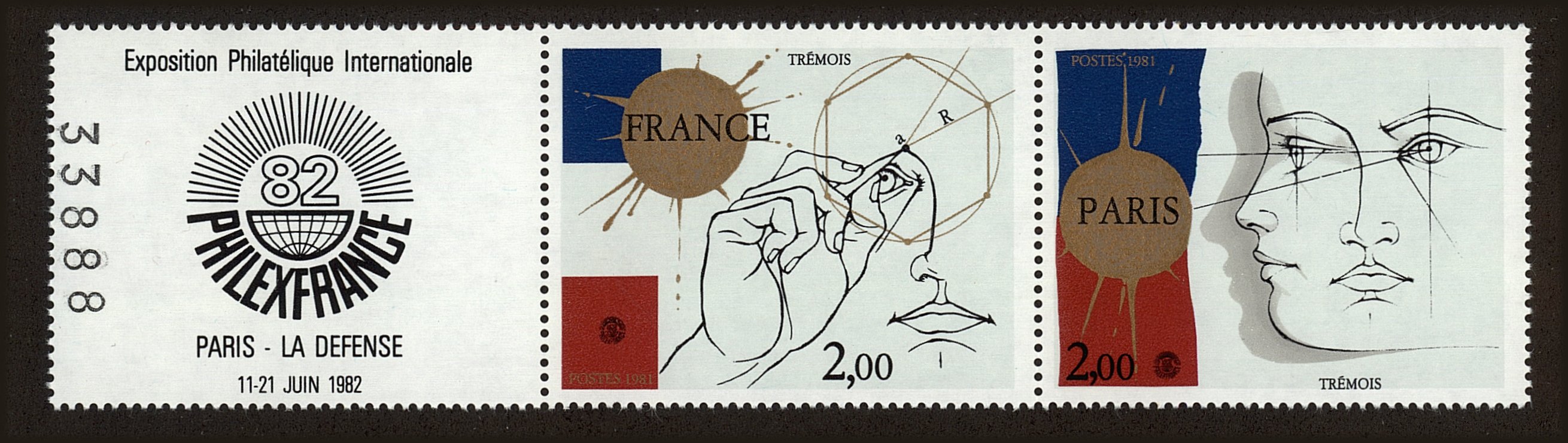Front view of France 1742a collectors stamp