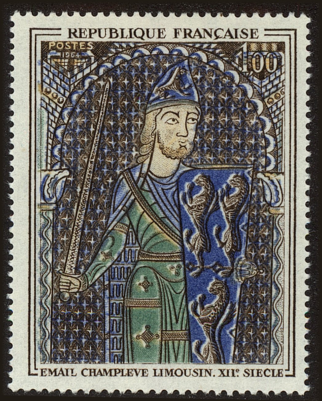 Front view of France 1106 collectors stamp