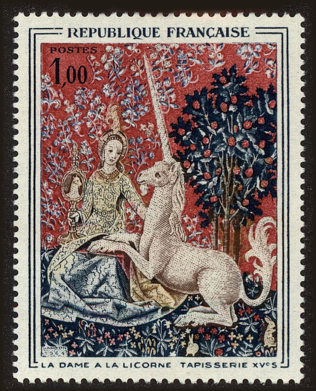 Front view of France 1107 collectors stamp