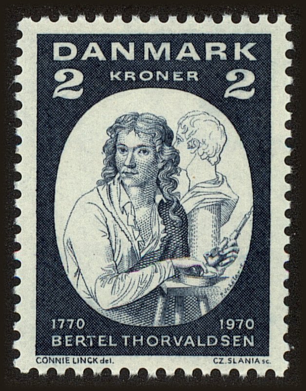 Front view of Denmark 477 collectors stamp