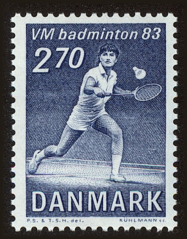 Front view of Denmark 734 collectors stamp