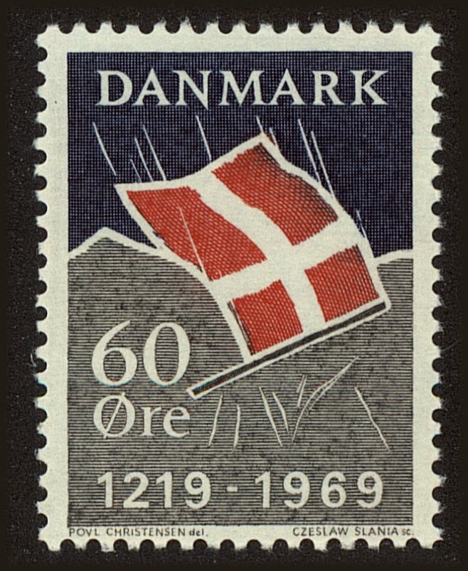 Front view of Denmark 460 collectors stamp