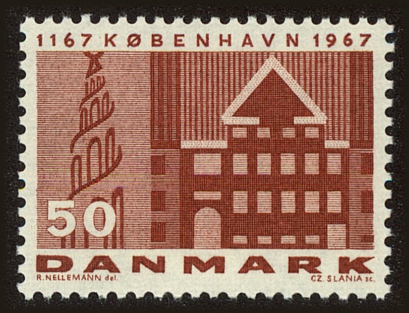 Front view of Denmark 434 collectors stamp