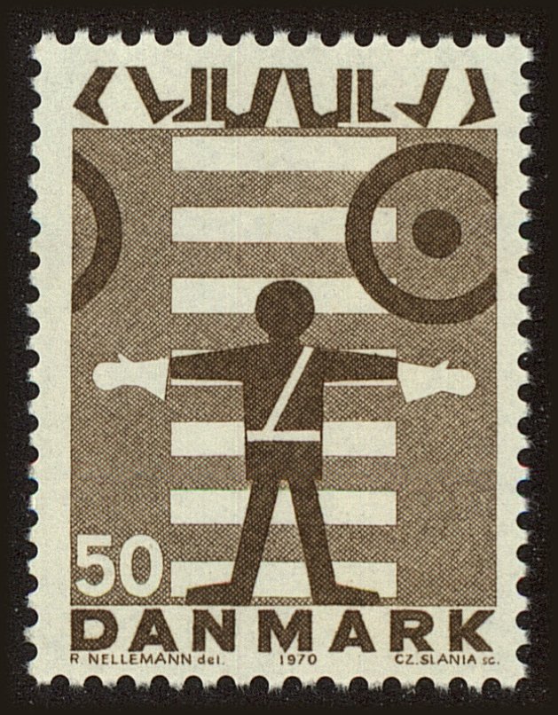 Front view of Denmark 466 collectors stamp