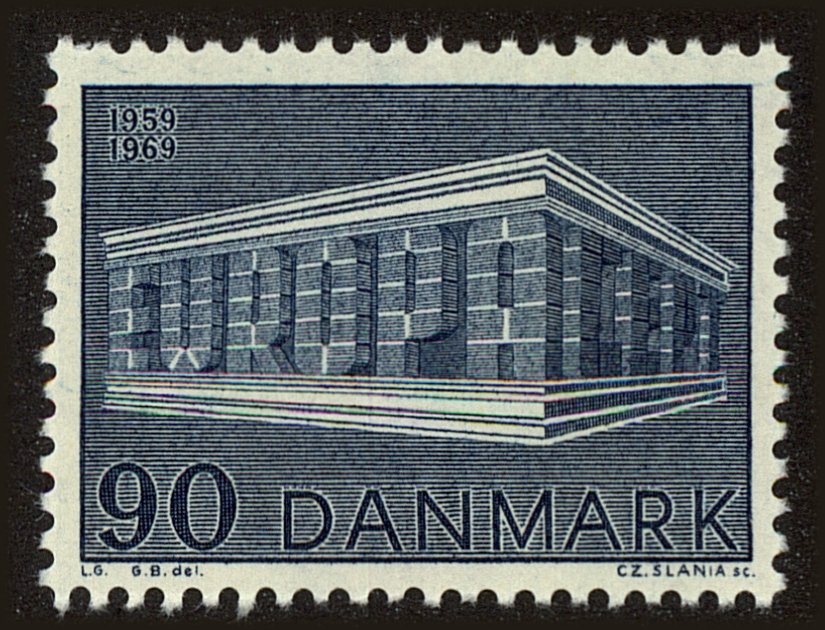 Front view of Denmark 458 collectors stamp