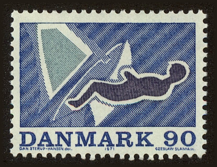 Front view of Denmark 485 collectors stamp