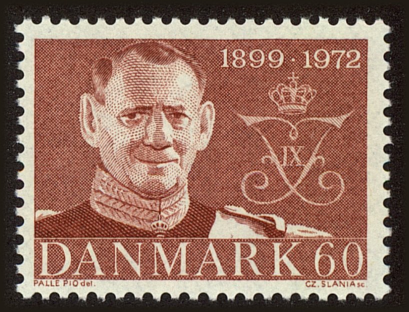 Front view of Denmark 488 collectors stamp