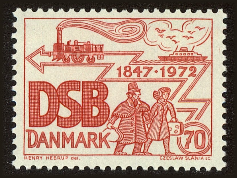 Front view of Denmark 491 collectors stamp