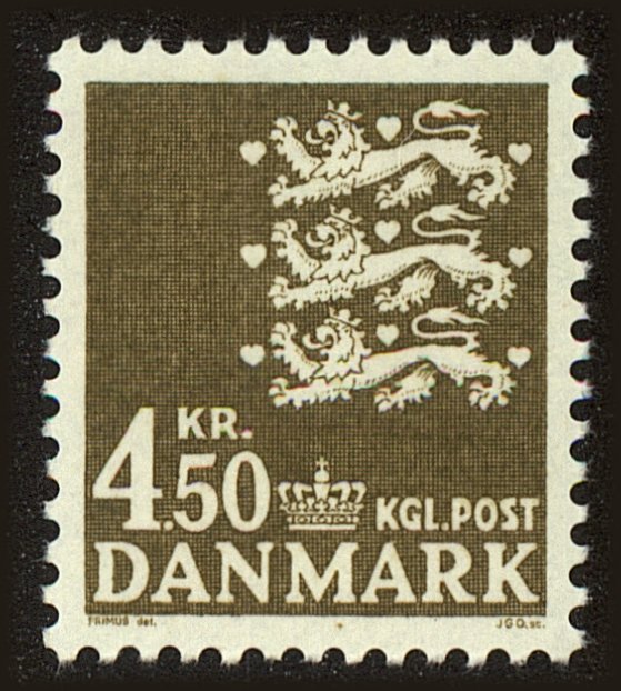 Front view of Denmark 502 collectors stamp