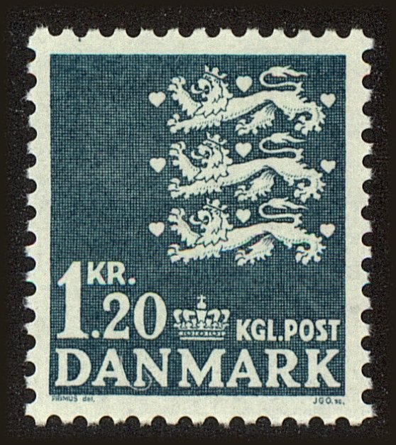 Front view of Denmark 441A collectors stamp