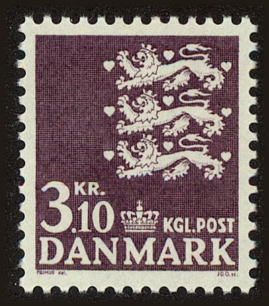 Front view of Denmark 444B collectors stamp