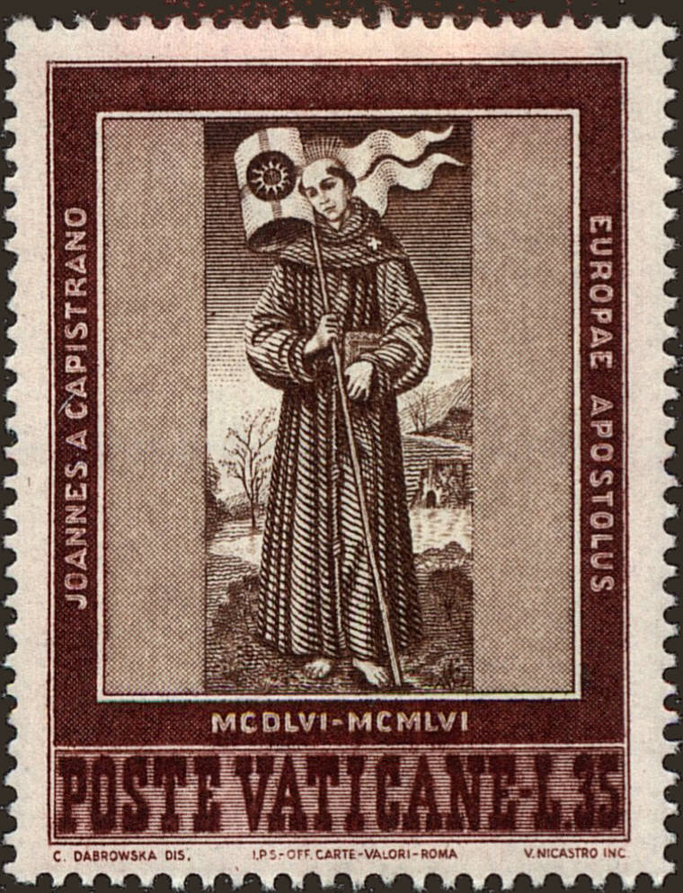 Front view of Vatican City 215 collectors stamp