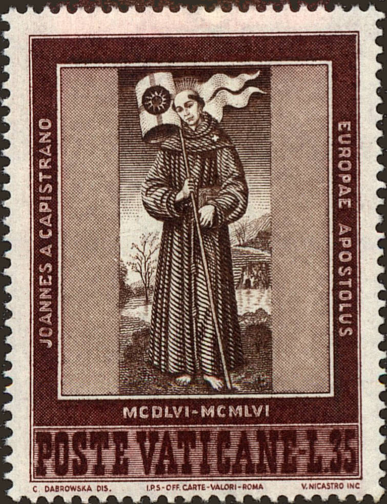 Front view of Vatican City 215 collectors stamp