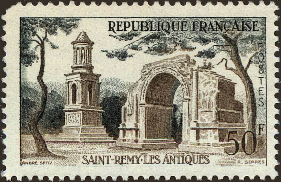 Front view of France 855 collectors stamp