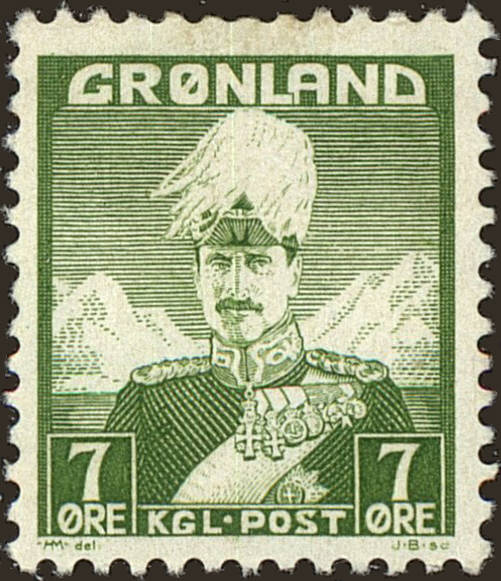 Front view of Greenland 3 collectors stamp