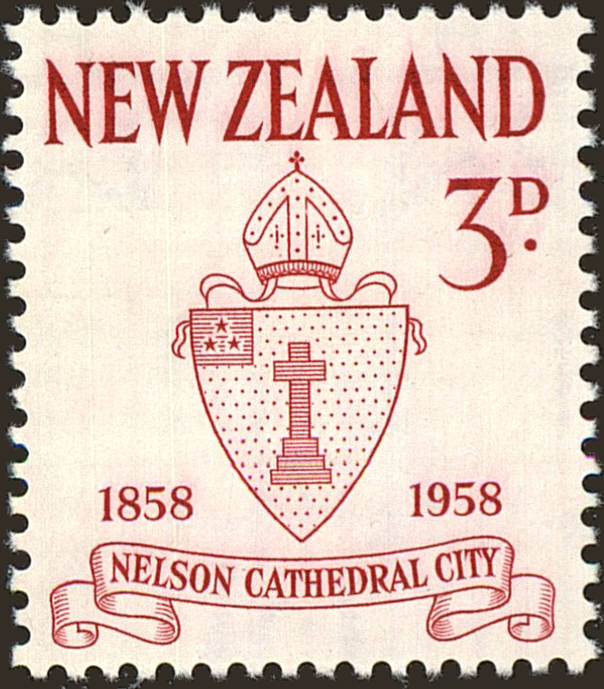 Front view of New Zealand 322 collectors stamp