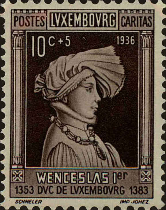Front view of Luxembourg B73 collectors stamp