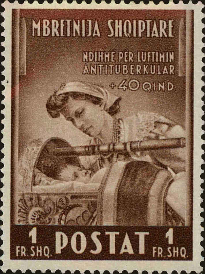 Front view of Albania B16 collectors stamp