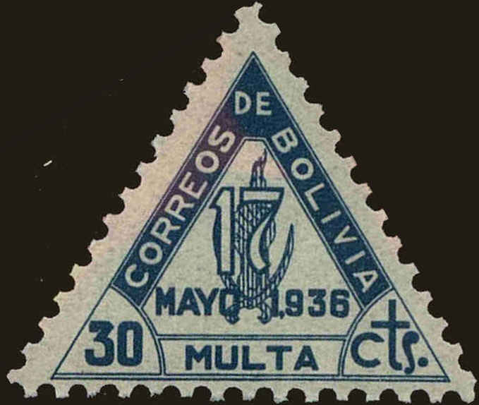 Front view of Bolivia J9 collectors stamp