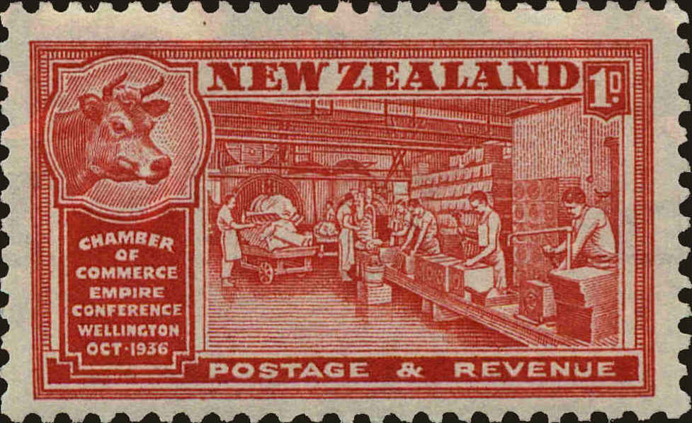 Front view of New Zealand 219 collectors stamp