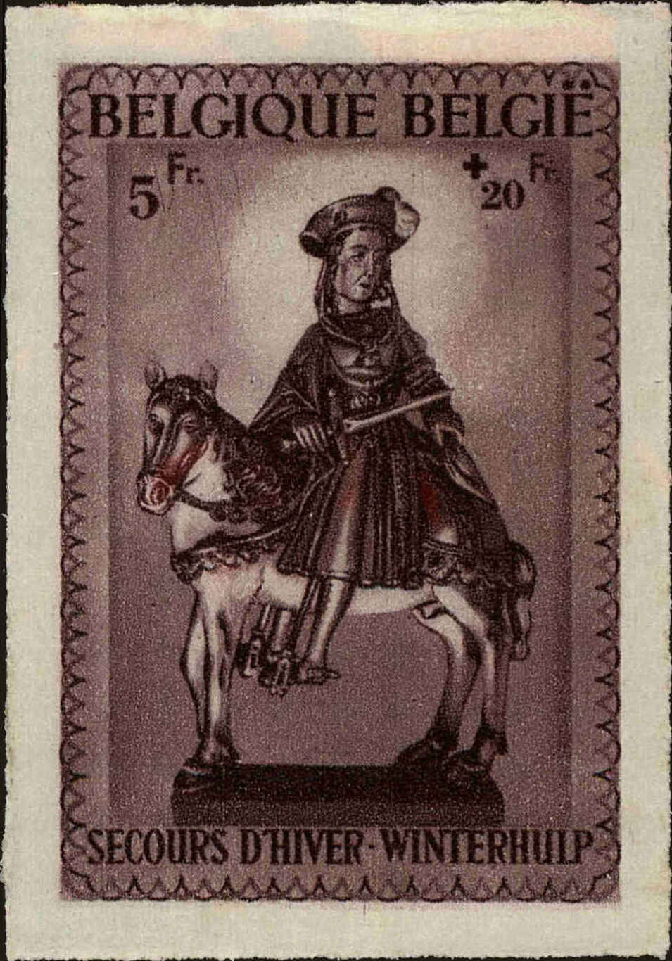 Front view of Belgium B316 collectors stamp