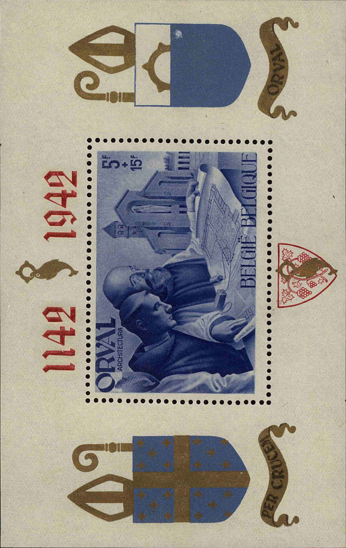 Front view of Belgium B303 collectors stamp