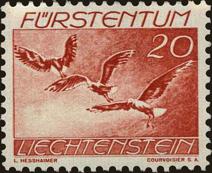 Front view of Liechtenstein C19 collectors stamp