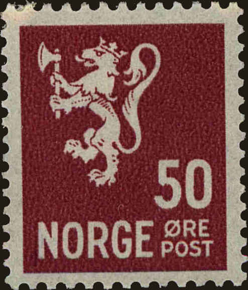 Front view of Norway 201 collectors stamp