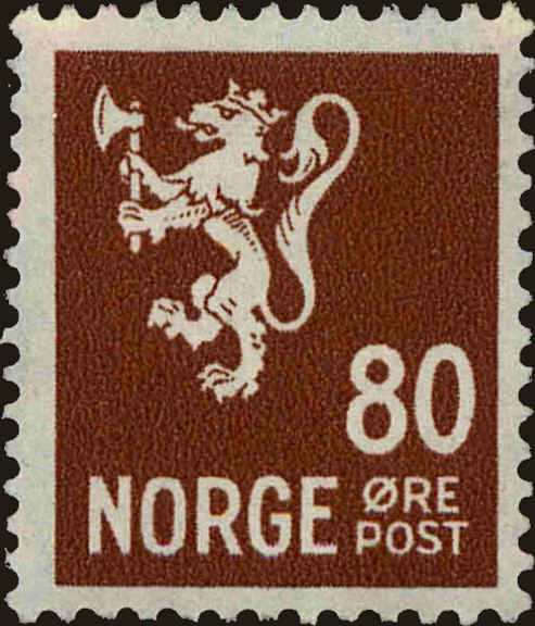 Front view of Norway 202A collectors stamp