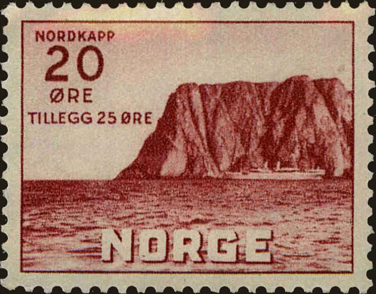 Front view of Norway B9 collectors stamp
