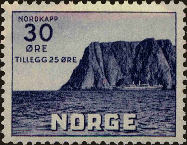 Front view of Norway B10 collectors stamp