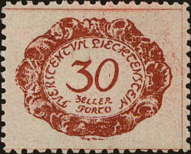 Front view of Liechtenstein J6 collectors stamp