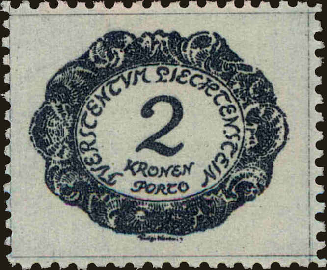 Front view of Liechtenstein J11 collectors stamp