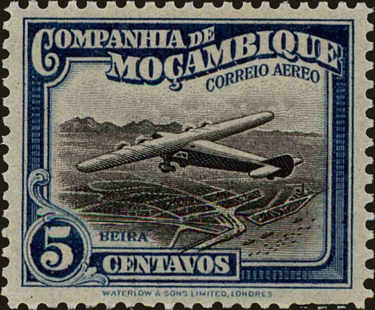 Front view of Mozambique Company C1 collectors stamp