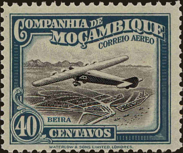 Front view of Mozambique Company C6 collectors stamp