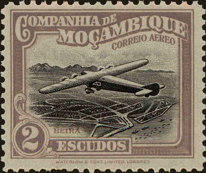 Front view of Mozambique Company C12 collectors stamp